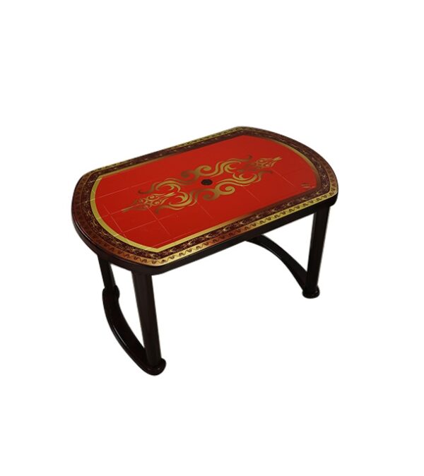 Dining Table 4 Seat Semi Oval P/L Print Rock1 Rose Wood - Image 2