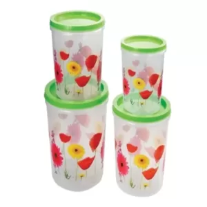 Conical Storage Container 4 Pcs Set Transparent